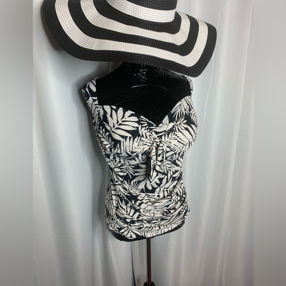 BLEU Rod Beattie Plus Size Urban Oasis Tie Front Tankini Swim Top - Picture 4 of 5